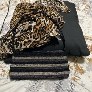 Elegant Black and Silver Striped Clutch